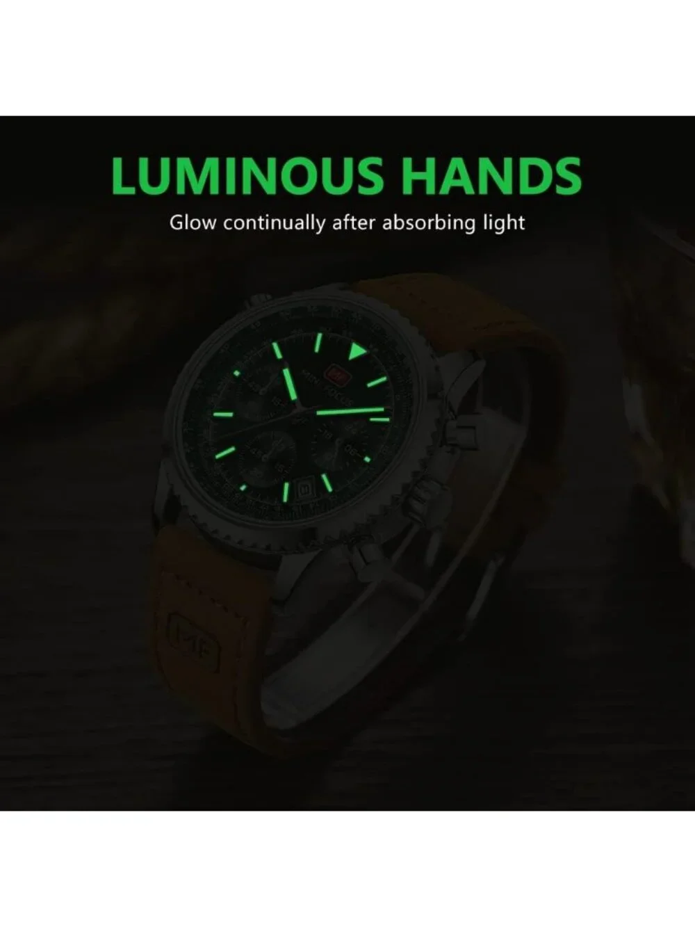 Men's Brown Green Chronograph Waterproof Sport Military Analog Quartz Wristwatch